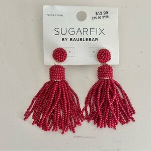 Sugarfix by Baublebar Red Beaded Tassel Drop Earrings, NWT